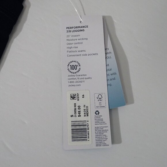 Jockey Performance Crop Legging Women Size S 360 High Rise Stretch Navy Blue NEW - Picture 5 of 11